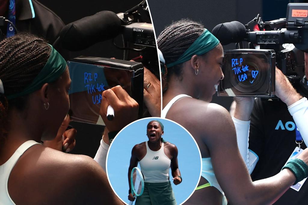 Coco Gauff Writes ‘RIP TikTok USA’ on Camera at Australian Open