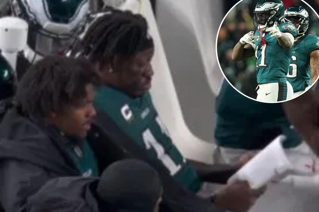 Eagles’ AJ Brown Spotted Reading Book on Sideline During Playoff Game