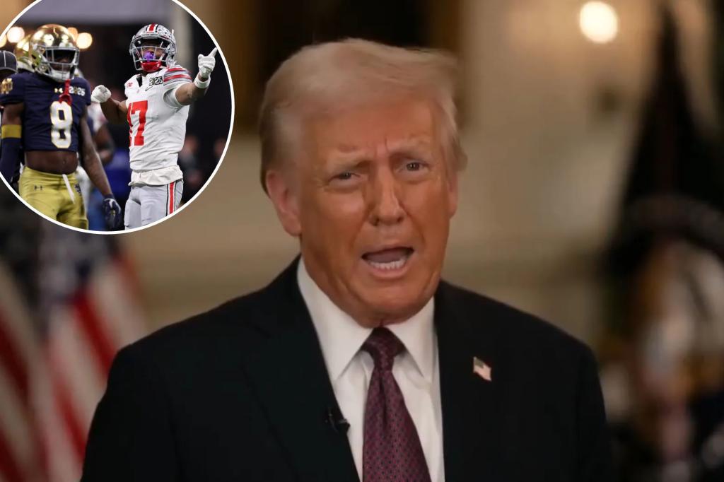 Trump Declares ‘Historic and Exciting Day’ During CFP Halftime Segment